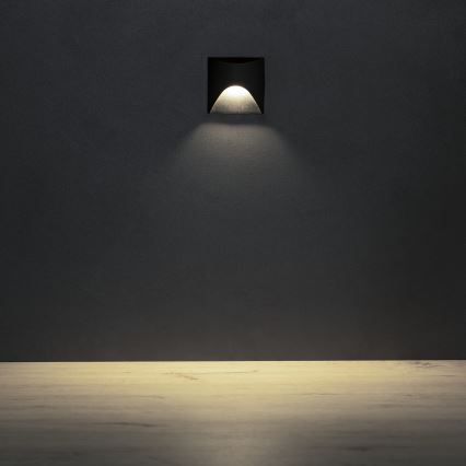 Oprawa schodowa LED EXIN LED/2,5W/230V 4000K IP65 czarna kwadratowa