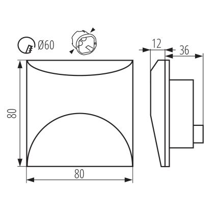 Oprawa schodowa LED EXIN LED/2,5W/230V 4000K IP65 czarna kwadratowa