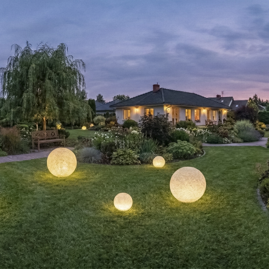 Lampa zewnętrzna STONO 1xE27/20W/230V Ø 40 cm IP65 beżowa