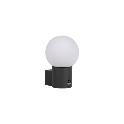 Zewnętrzny kinkiet z czujnikiem ruchu i zmierzchu STONO 1xE27/15W/230V IP65 antracyt