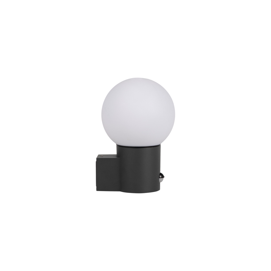 Zewnętrzny kinkiet z czujnikiem ruchu i zmierzchu STONO 1xE27/15W/230V IP65 antracyt