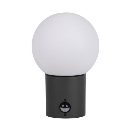 Zewnętrzny kinkiet z czujnikiem ruchu i zmierzchu STONO 1xE27/15W/230V IP65 antracyt