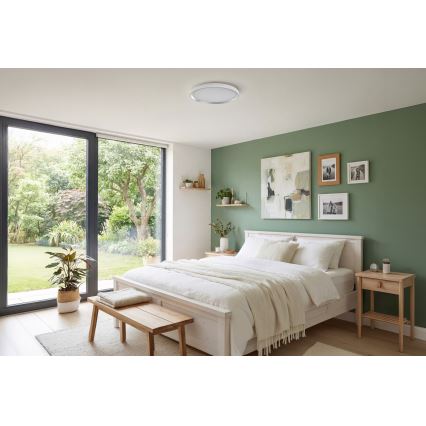 Ściemnialna lampa sufitowa LED LIXAN LED/47W/230V 3000-6500K śr. 38,6 cm biało-srebrna + pilot zdalnego sterowania
