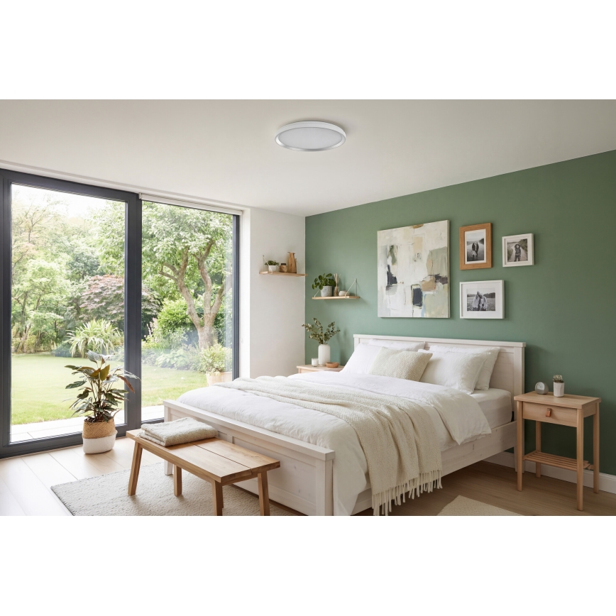 Ściemnialna lampa sufitowa LED LIXAN LED/47W/230V 3000-6500K śr. 38,6 cm biało-srebrna + pilot zdalnego sterowania