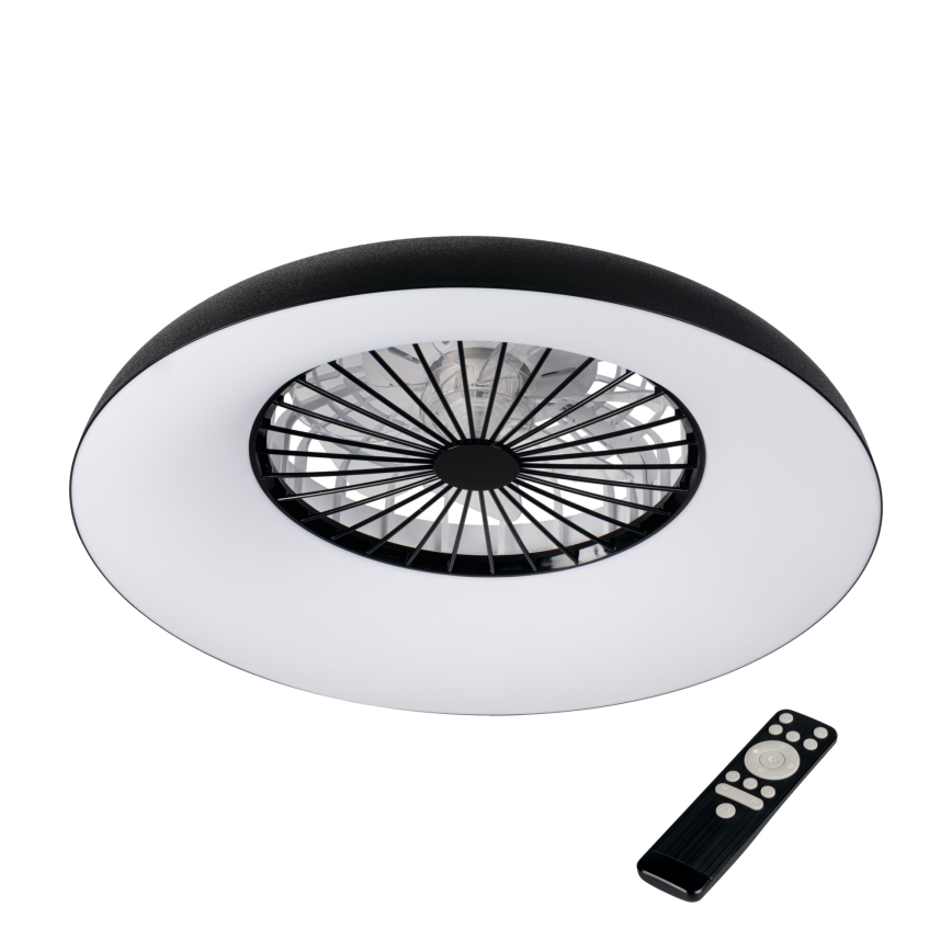 LED RGBW ściemnialna lampa sufitowa z wentylatorem PLAVE PAN LED/48W/230V 3000-6500K śr. 60 cm czarna + pilot zdalnego sterowania