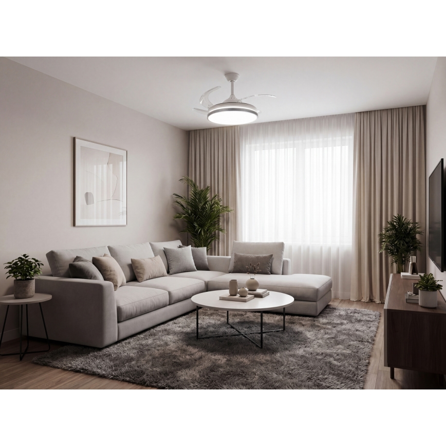 Ściemnialna lampa sufitowa LED z wentylatorem PLAVE LED/36W/230V 3000-6500K srebrna/biała + pilot zdalnego sterowania