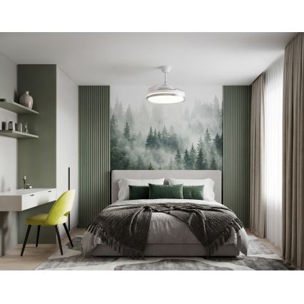 Ściemnialna lampa sufitowa LED z wentylatorem PLAVE LED/36W/230V 3000-6500K srebrna/biała + pilot zdalnego sterowania