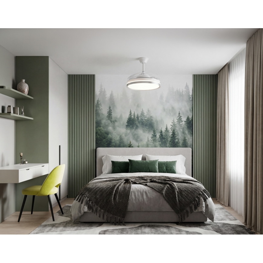 Ściemnialna lampa sufitowa LED z wentylatorem PLAVE LED/36W/230V 3000-6500K srebrna/biała + pilot zdalnego sterowania