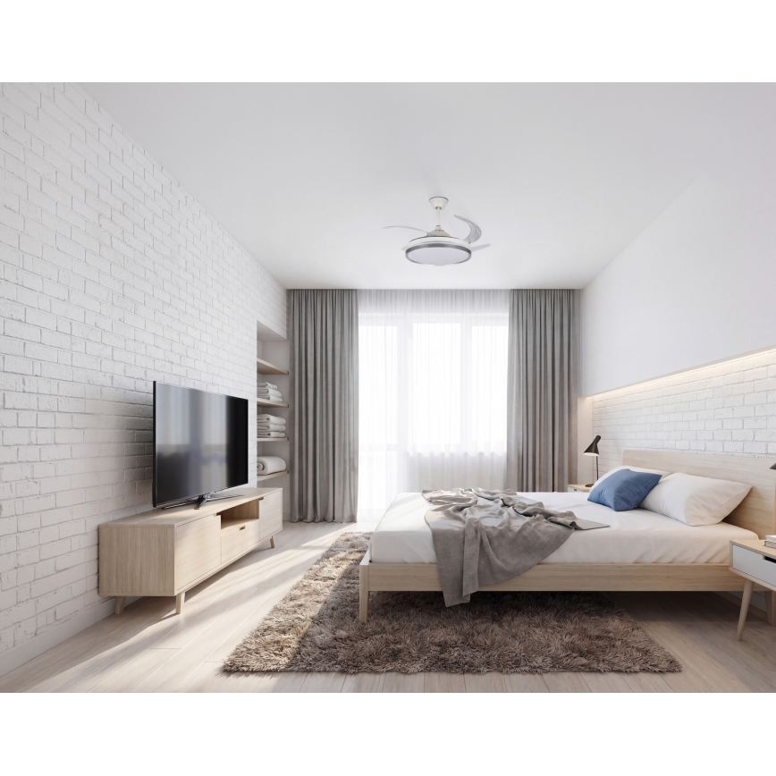 Ściemnialna lampa sufitowa LED z wentylatorem PLAVE LED/36W/230V 3000-6500K srebrna/biała + pilot zdalnego sterowania