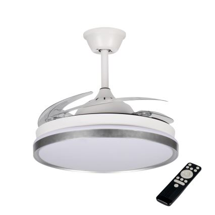 Ściemnialna lampa sufitowa LED z wentylatorem PLAVE LED/36W/230V 3000-6500K srebrna/biała + pilot zdalnego sterowania