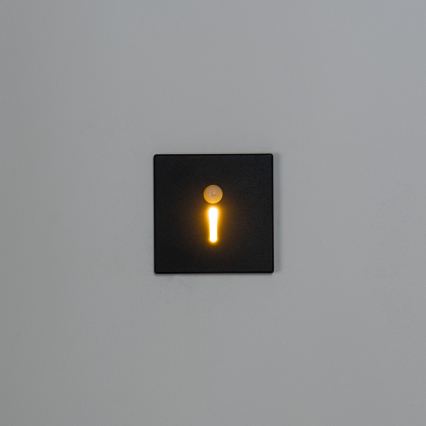Oprawa LED do schodów z czujnikiem ruchu i zmierzchu MAGNIK LED/1,7W/230V 2700/3300/3900/4600/5700K czarna kwadratowa