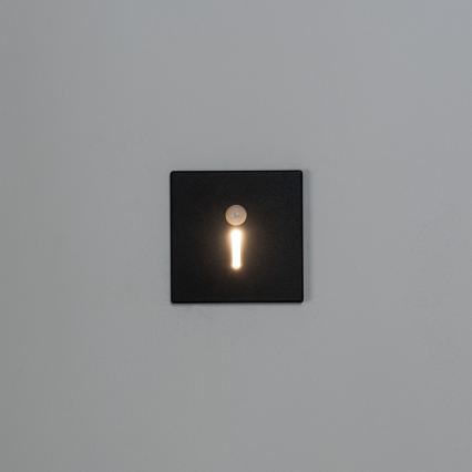 Oprawa LED do schodów z czujnikiem ruchu i zmierzchu MAGNIK LED/1,7W/230V 2700/3300/3900/4600/5700K czarna kwadratowa