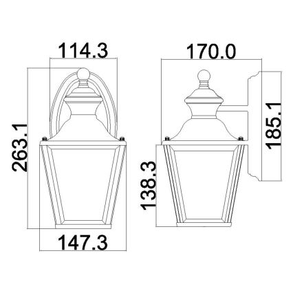 Kichler - Kinkiet zewnętrzny BAY SHORE 1xE27/60W/230V IP44 złoty