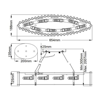 Kichler - Żyrandol łazienkowy LED na lince CRYSTAL SKYE 8xG9/3W/230V IP44
