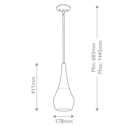 Kichler - Żyrandol na drążku DEELA 1xE27/60W/230V śr. 17,8 cm mosiądz