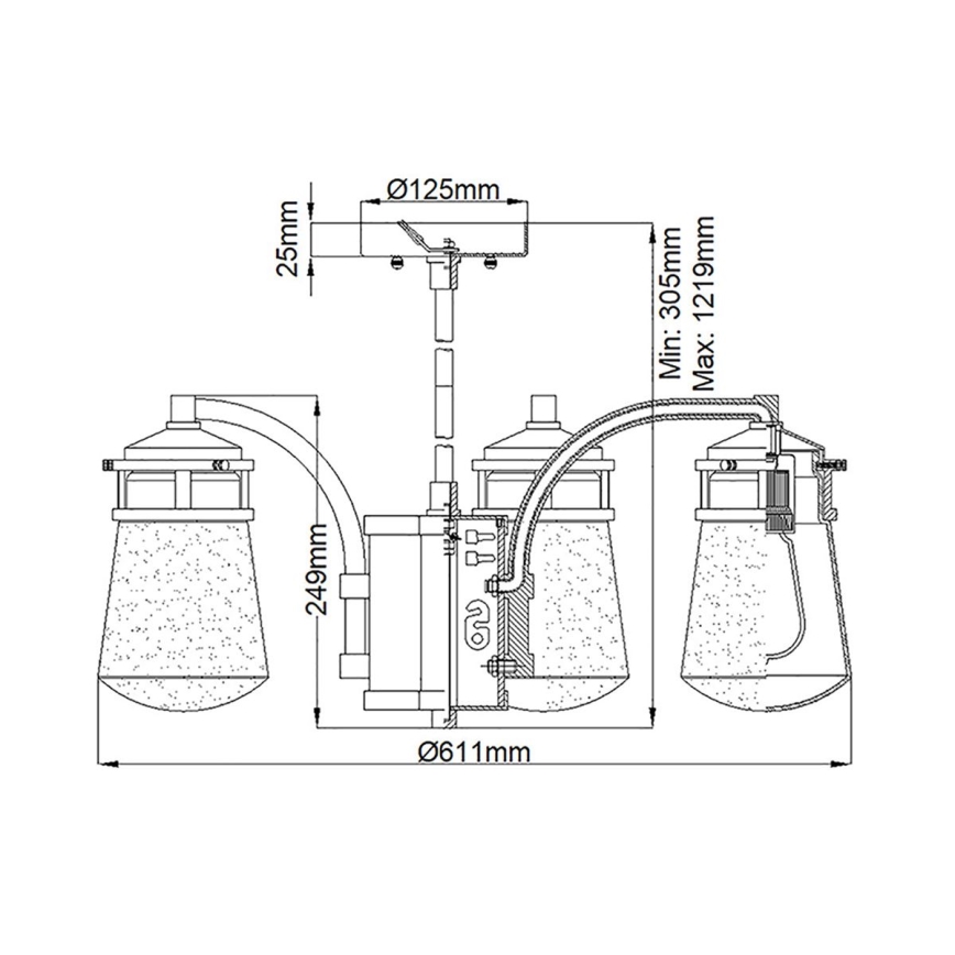 Kichler - Żyrandol zewnętrzny na tyči LYNDON 5xE27/60W/230V IP44
