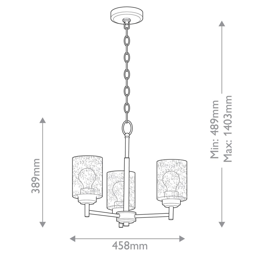 Kichler - Żyrandol na łańcuchu WINSLOW 3xE27/60W/230V śr. 45,8 cm mosiądz