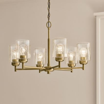 Kichler - Żyrandol na łańcuchu WINSLOW 6xE27/60W/230V śr. 66 cm mosiądz