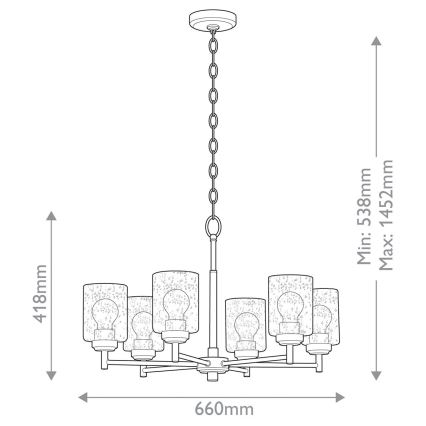 Kichler - Żyrandol na łańcuchu WINSLOW 6xE27/60W/230V śr. 66 cm mosiądz
