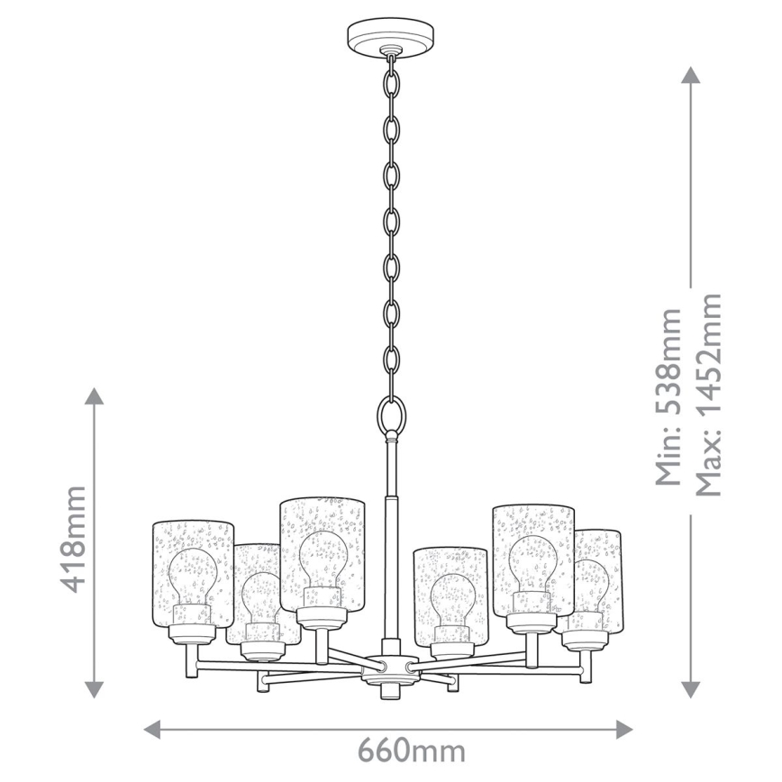 Kichler - Żyrandol na łańcuchu WINSLOW 6xE27/60W/230V śr. 66 cm mosiądz