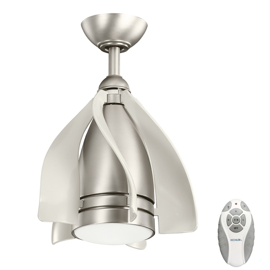 Kichler - LED Ściemnialny wentylator sufitowy TERNA LED/10W/230V matowy chrom/biały + zdalne sterowanie