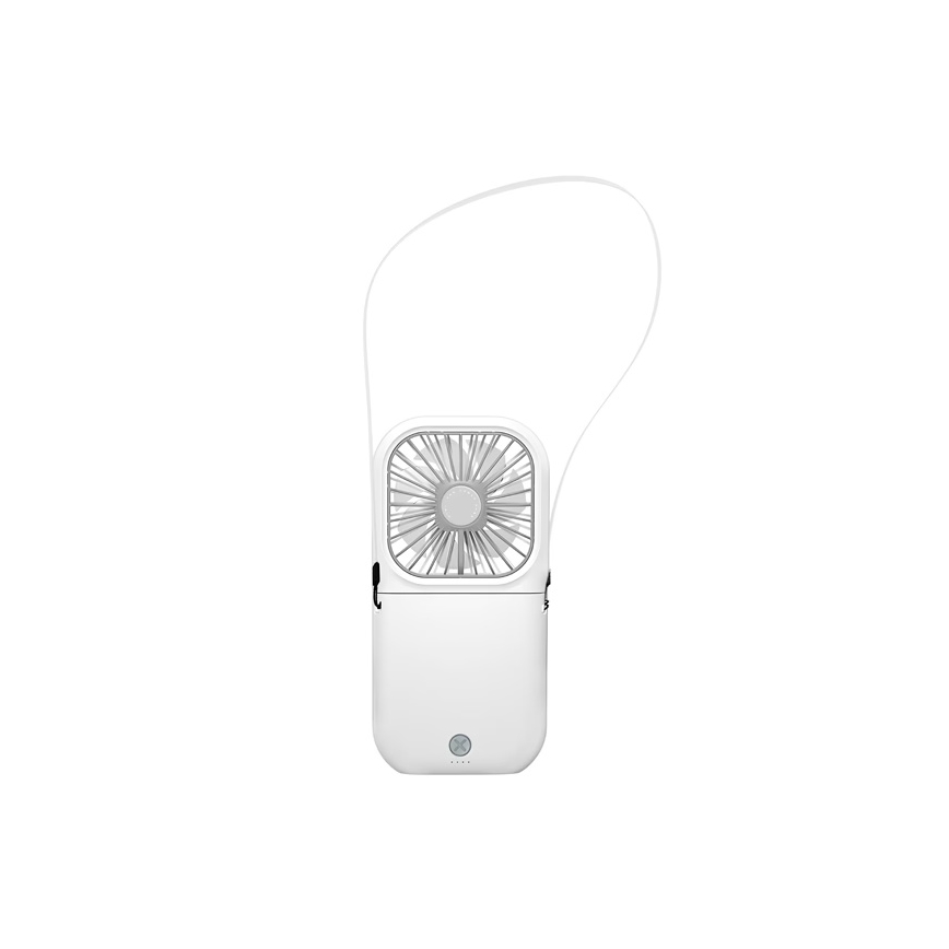 Kieszonkowy, ładowalny wentylator 5W/5V, 2500 mAh — biały