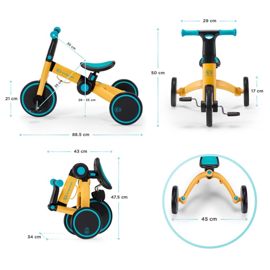KINDERKRAFT - Dziecięcy rowerek biegowy 3w1 4TRIKE różowy