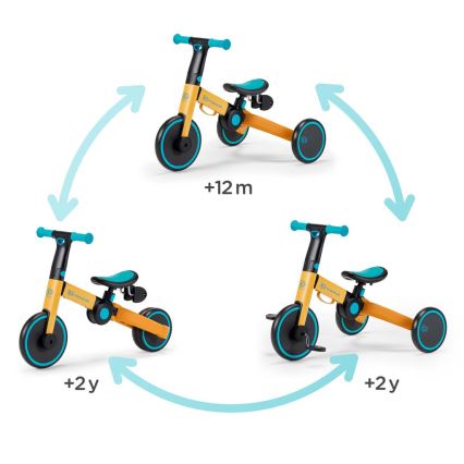 KINDERKRAFT - Dziecięcy rowerek biegowy 3w1 4TRIKE żółty/turkusowy