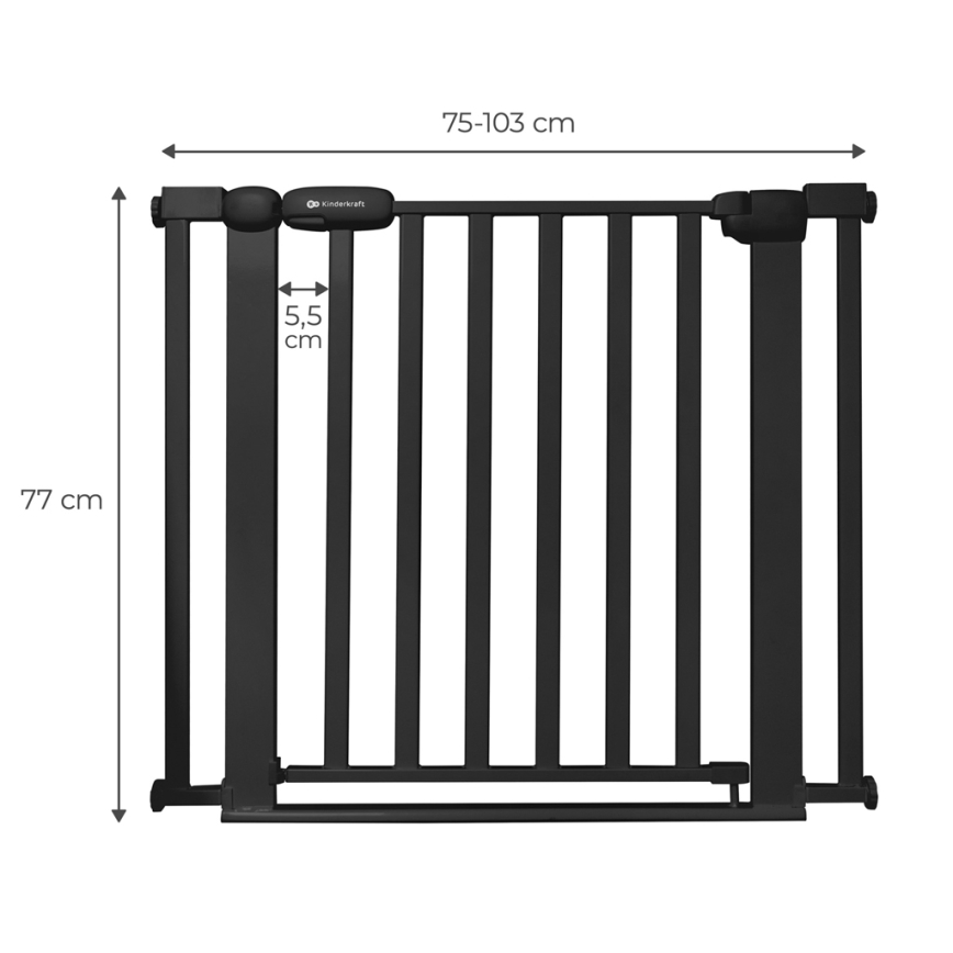 KINDERKRAFT - Bariera bezpieczeństwa LOCK&GO 75-103 cm czarny