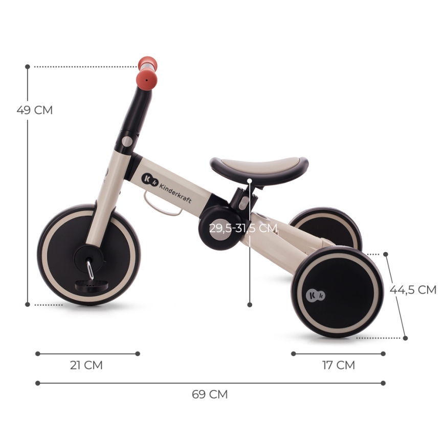 KINDERKRAFT - Dziecięcy rowerek do pchania 3w1 4TRIKE szary