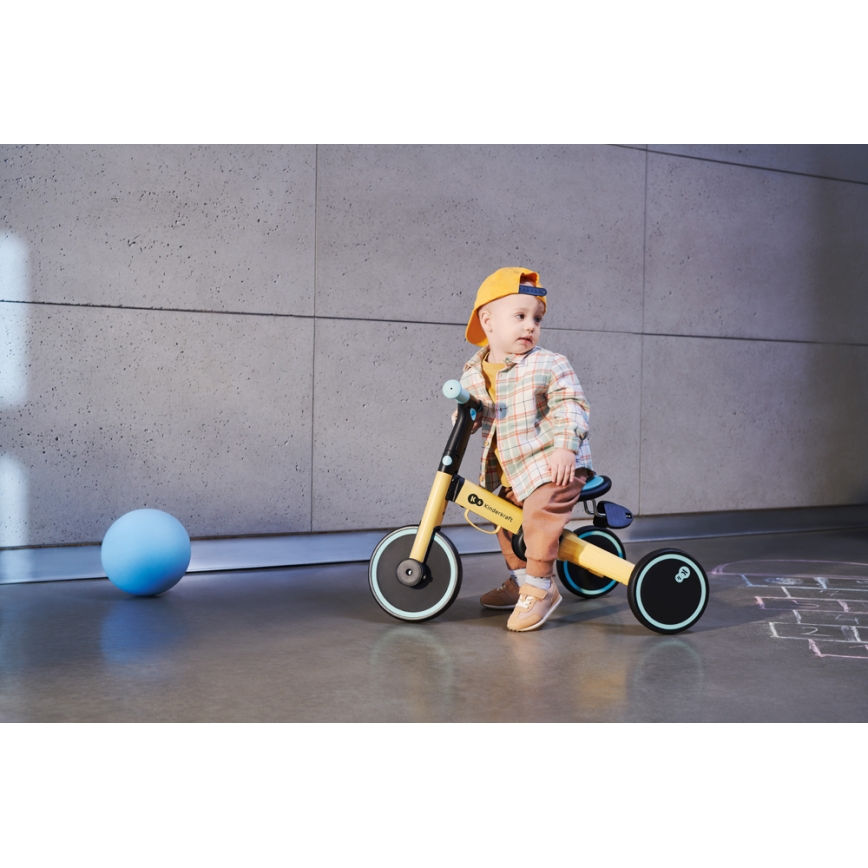 KINDERKRAFT - Dziecięcy rowerek do pchania 3w1 4TRIKE żółty/miętowy