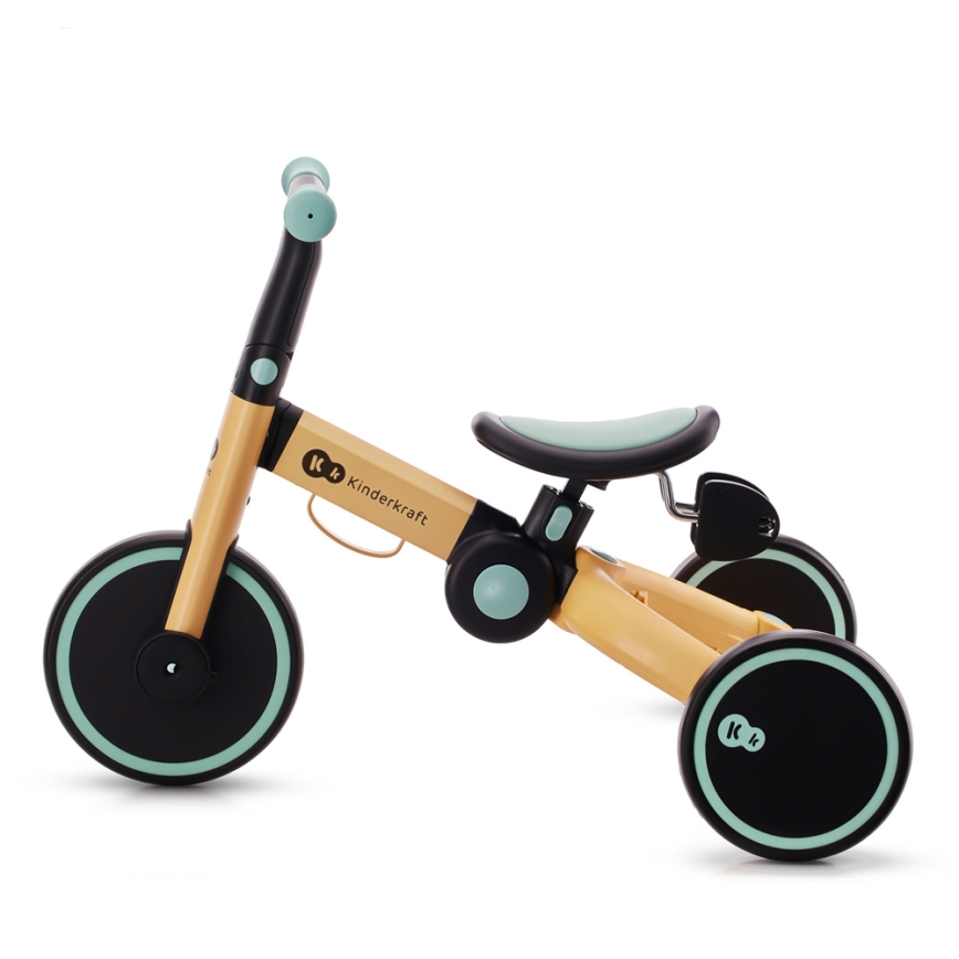 KINDERKRAFT - Dziecięcy rowerek do pchania 3w1 4TRIKE żółty/miętowy