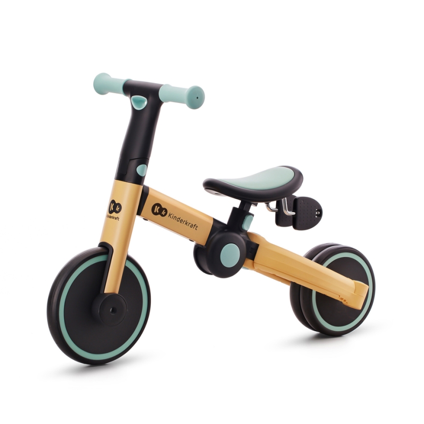 KINDERKRAFT - Dziecięcy rowerek do pchania 3w1 4TRIKE żółty/miętowy