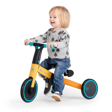 KINDERKRAFT - Dziecięcy rowerek do pchania 3w1 4TRIKE żółty/turkusowy