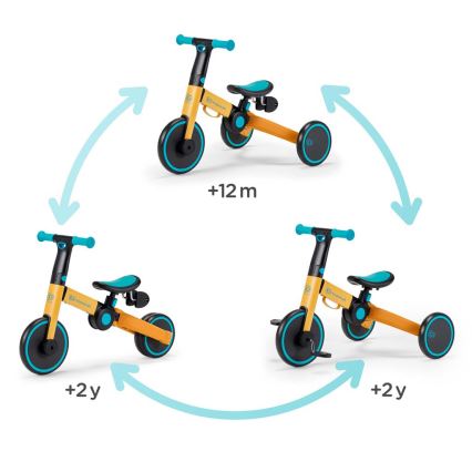 KINDERKRAFT - Dziecięcy rowerek do pchania 3w1 4TRIKE żółty/turkusowy