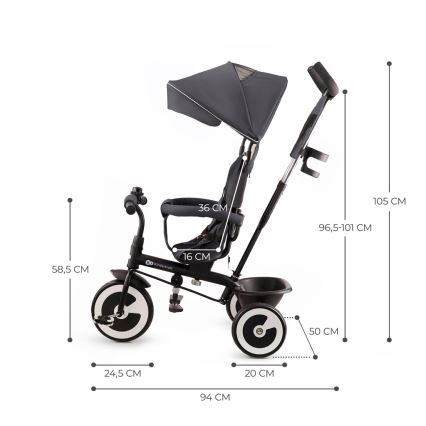 KINDERKRAFT - Dziecięcy rowerek trójkołowy ASTON Malachite grey