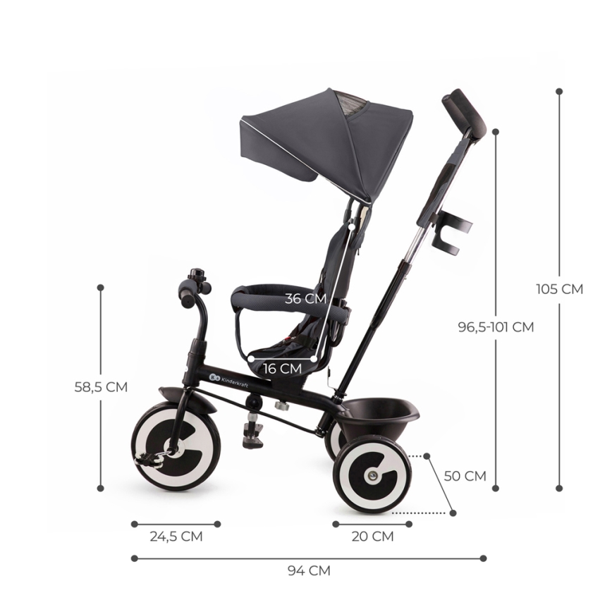 KINDERKRAFT - Dziecięcy rowerek trójkołowy ASTON Malachite grey