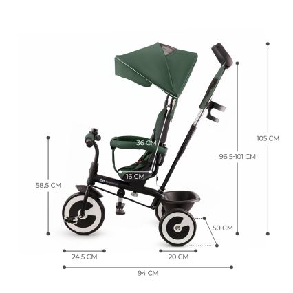 KINDERKRAFT - Dziecięcy rowerek trójkołowy ASTON Mystic green
