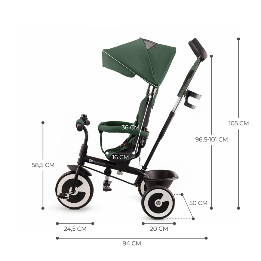 KINDERKRAFT - Dziecięcy rowerek trójkołowy ASTON Mystic green