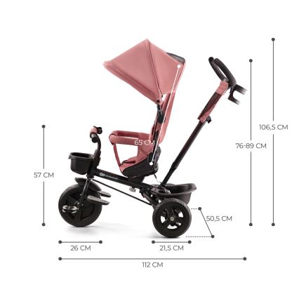 KINDERKRAFT - Dziecięcy rowerek trójkołowy AVEO różowy