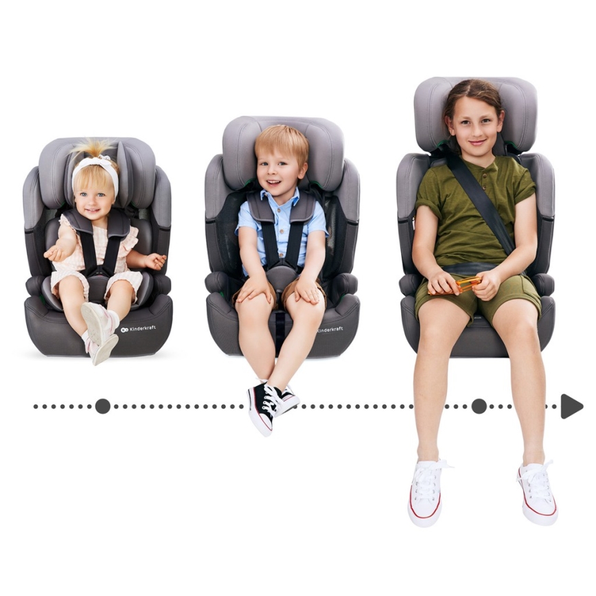 KINDERKRAFT - Fotelik samochodowy COMFORT UP i-Size (76-150 cm) jasnoszary
