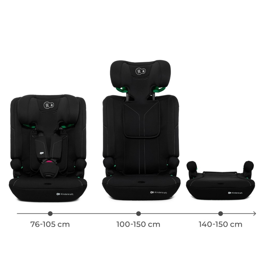 KINDERKRAFT - Fotelik samochodowy I-COMFY i-Size 76-150 cm czarny