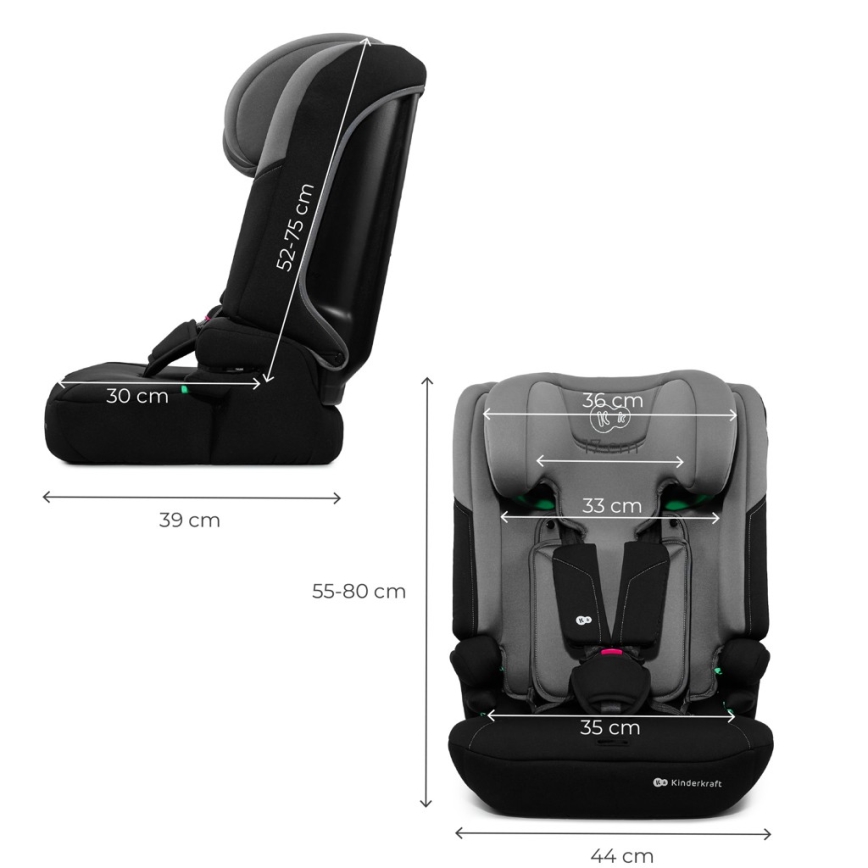 KINDERKRAFT - Fotelik samochodowy I-COMFY i-Size 76-150 cm szary