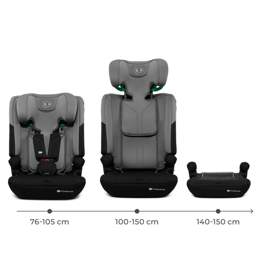 KINDERKRAFT - Fotelik samochodowy I-COMFY i-Size 76-150 cm szary