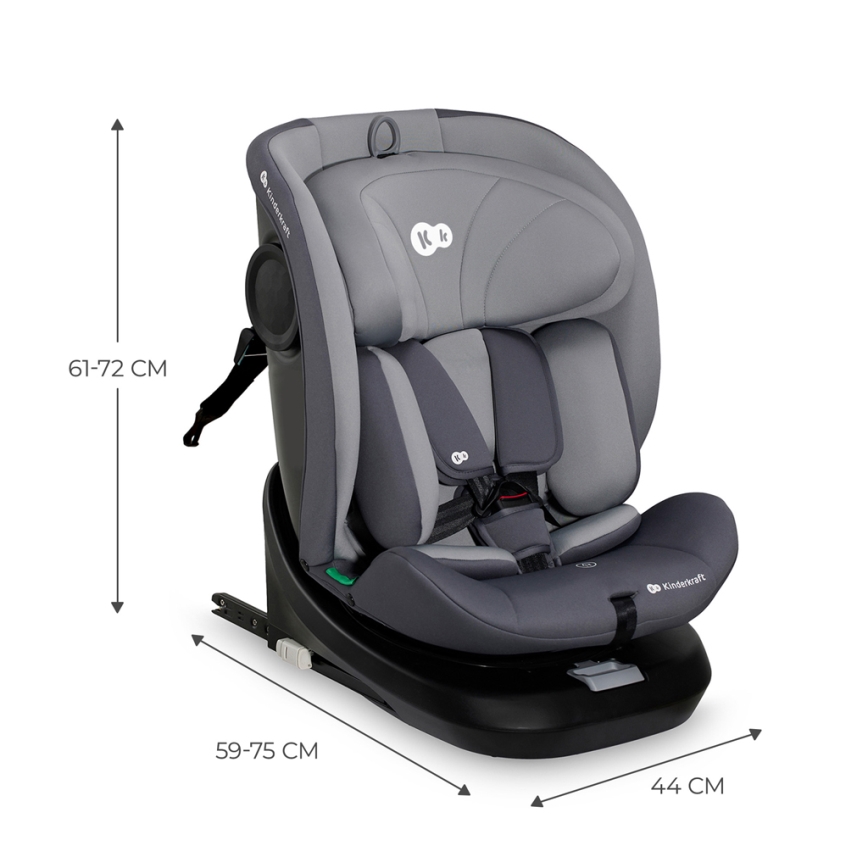 KINDERKRAFT - Fotelik samochodowy I-GROW i-Size (40-150 cm) szary