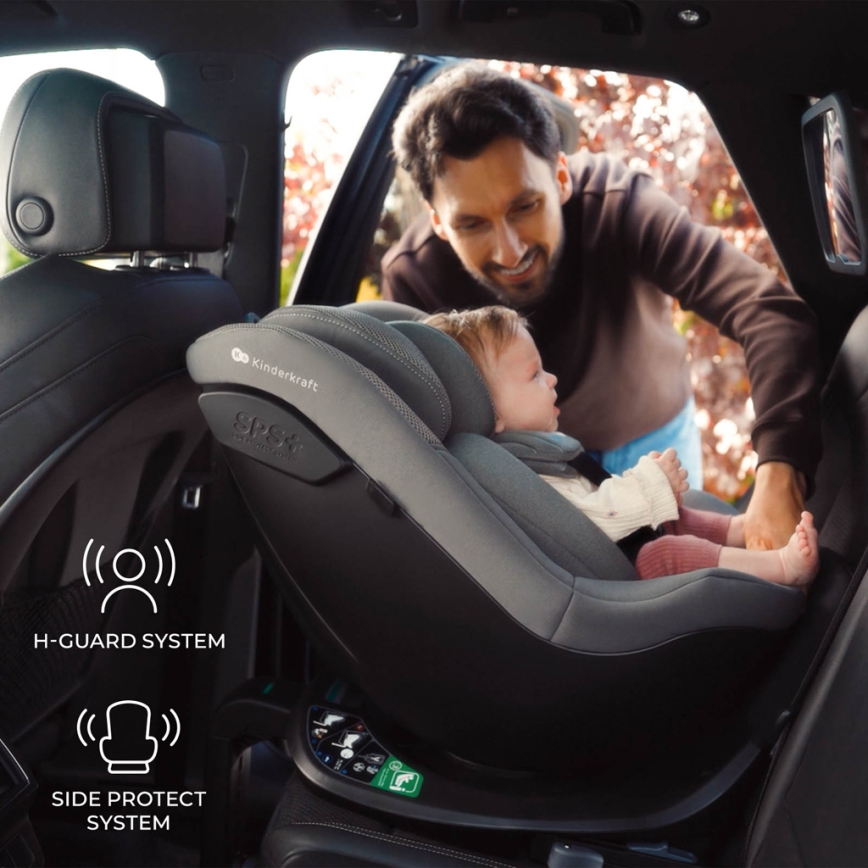 KINDERKRAFT - Fotelik samochodowy I-GUARD i-Size 40-105 cm szary