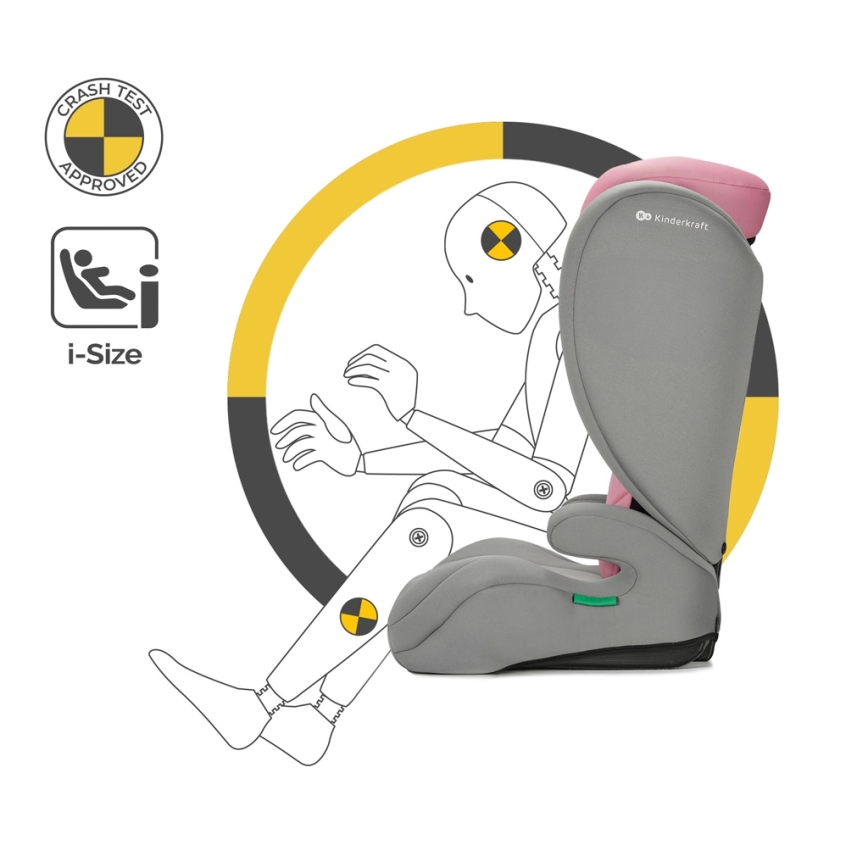 KINDERKRAFT - Fotelik samochodowy I-SPARK i-Size (100-150 cm) różowy