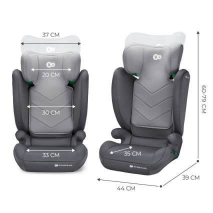 KINDERKRAFT - Fotelik samochodowy I-SPARK i-Size (100-150 cm) szary