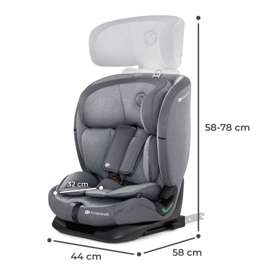 KINDERKRAFT - Fotelik samochodowy ONETO 3 i-Size (76-150 cm) + Isofix Cool grey