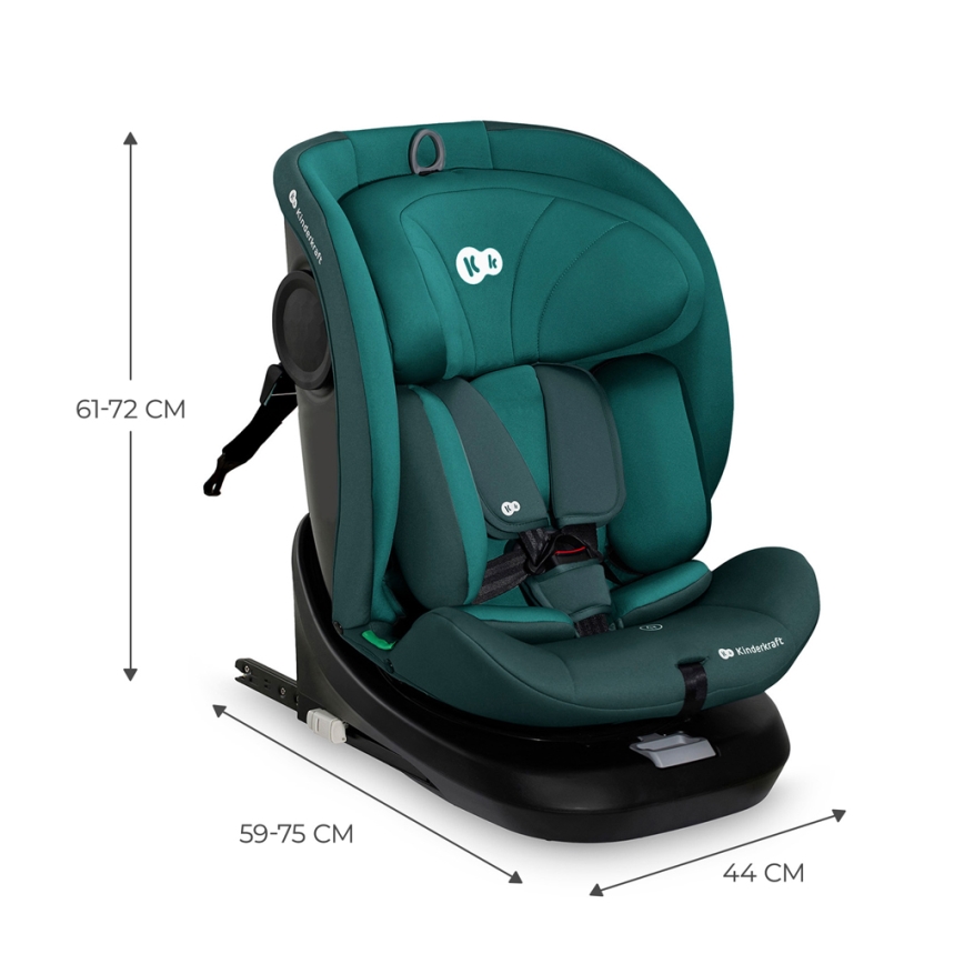 KINDERKRAFT - Fotelik samochodowy z obrotową bazą I-GROW i-Size 40-150 cm turkusowy